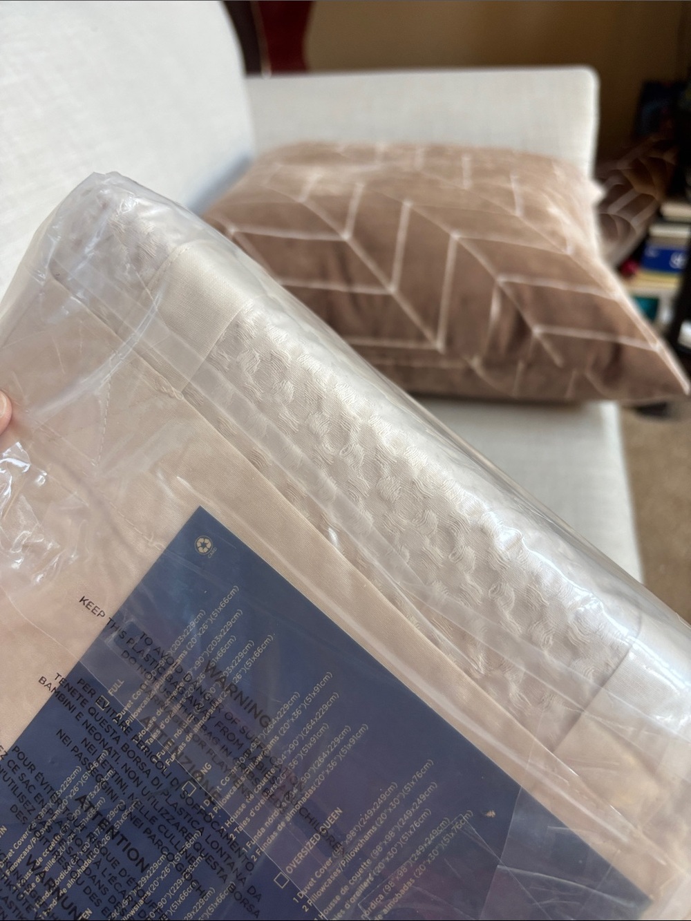Bedsure 100% Cotton Waffle Weave Duvet Cover Queen Beige 3Pc NWT 90x90 - Picture 10 of 10